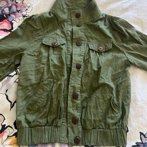Mine Olive Green Jacket 65% linen 35% cotton size S